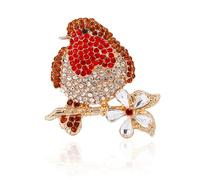 iwiio Christmas Brooches, Robin Brooch, Christmas Pins Rhinestone Robin Gifts for Women, Xmas Christmas Jewelry Gift Decoration