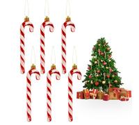 iwiio Christmas Tree Ornaments- 6Pcs Candy Cane Christmas Decorations, 5.9 inch Xmas Hanging Lollipop Decorations, Twisted Crutch Candy Canes for Xmas Trees Holiday Party Decor
