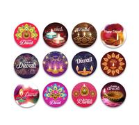 iwiio Diwali Decorations - 12pcs Stickers for Box & India Festival Gifts (1.2 in)