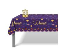 iwiio Diwali Table Cloth Diwali Decorations Disposable Tablecloth Festival of Lights Plastic Table Cover for Rectangle Tables, Indian Diwali Lights Party Decor Supplies, 51 * 87 Inch