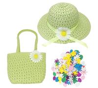 iwiio Easter Bonnet Kit - Easter Hat Making Kit, Bag and Decoration Kit for Kids, Make Your own Easter Bonnet with Easter Foam Stickers, Easter Craft Kit, Easter Gift for Kids (Green)