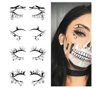 iwiio Halloween Eyeliner Stickers, Halloween Face Tattoos for Adults, Bat Spider Pattern Makeup Accessories Eyeshadow Sticker, Self- Adhesive Face Tattoos for Horror Party Adults, Black (A)