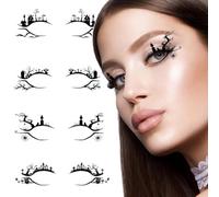 iwiio Halloween Eyeliner Stickers, Halloween Face Tattoos for Adults, Bat Spider Pattern Makeup Accessories Eyeshadow Sticker, Self- Adhesive Face Tattoos for Horror Party Adults, Black (B)