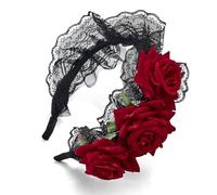 iwiio Halloween Hairband, Flower Crown Headband, Day of the Dead Headband, Black Lace Hair Hoop for Halloween Costume Accessory,Cosplay,Festival Vintage Fancy Decor