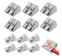 iwiio Metal Pencil Sharpener, 12Pcs Manual Double Hole Pencil Sharpener Pencil Sharpner for School Penci, Colored Graphite Pencils, Crayon Sharpener, Home School Office