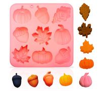 iwiio Pumpkin Silicone Mold - Autumn Silicone Chocolate Molds, Maple Leaf Acorns Shaped Fondant Molds, for Autumn Harvest, Thanksgiving DIY Cupcake Cake Topper Decoration