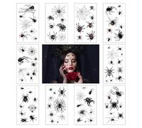 iwiio Spider Tattoos Temporary - 10 Sheet Halloween Face Tattoo Transfers, Spider Face Stickers for Women, Adults, Kids for Makeup Decoration Party Favors