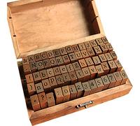 IWILCS 70 PCS Alphabet Letters Stamps, Number and Symbol Stamps Set, Wooden Rubber Alphabet Letter, Numbers and Punctuation, Wooden Ink Stamp Set with Storage Box, for Arts, Crafts, Card Making