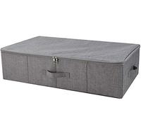 iwill CREATE PRO 3-side Zipper Folding Washable Storage Bins Under the Bed Couch, Collapsible Underbed Storage Box for Clothing Blankets, Duvets, Comforters, Bedding Sheets, Dark Gray