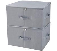 iwill CREATE PRO 45 * 35 * 25cm Attic Shelf Clothes Storage Boxes with Lid, Folding Sturdy Storage Bins for Clothing Blankets Duvets Organizer, Light Gray, Pack of 2