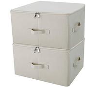 iwill CREATE PRO 45x35x25cm Foldable Storage Boxes with Zip Lid, Tide Up Your Wardrobe Clothes, Office Storage Bins, Kid's Toys Organizer, Beige, Pack of 2