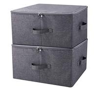 iwill CREATE PRO 45X35X25cm, Washable Folding Fabric Storage Boxes with Zip Lid & Side Handles, Ideal for Clothes, Grocery, Office Organizer Use, Black Gray, Pack of 2