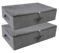 iwill CREATE PRO Pack of 2, Rigid Underbed Storage Boxes with Zip Lid for Clothes, Bedding Sheets, Blankets Organiser, Black Gray