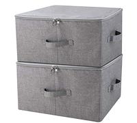 iwill CREATE PRO Rigid Storage Containers with Plastic Board, Stackable Storage Boxes with Zip Lid, Wardrobe Drawer Units, Dark Grey, Pack of 2