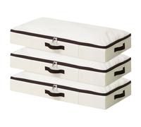 iwill CREATE PRO, Rigid Under Bed Garment Storage Container, Foldable and Washable, Soft Zip Lid (Beige 3pcs, 29.5" x 15" x 4")