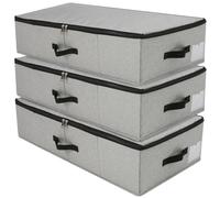 iwill CREATE PRO Underbed Storage Box with Reinforced Handle, Underbed Storage Box for Duvets, Clothes, Cushions, Blankets, Underbed Storage Organiser, Shoes, Toy, Blanket, Dark Grey, Pack of 3