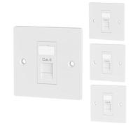 iwillink 1 Port RJ45 Socket Faceplate Wall Plate, 4 Pack | Cat6 Single Port Ethernet Cable Networking Socket Box with Keystone Jack, Compatible with Cat5/Cat5e/Cat6 Cables