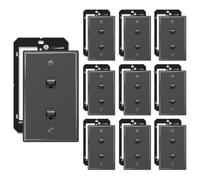 iwillink 10-Pack Cat6 Ethernet Wall Plate, 2-Port Keystone+Bracket, Black | 2-Port Keystone Wall Plate and Jack Outlet, RJ45 Wall Plates with Single Gang Low Voltage Mounting Bracket, Cat6a/Cat6/5/5e