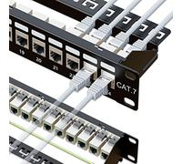 iwillink 10Gbps Cat7 Patch Panel 24 Port, RJ45 Through Coupler 1U Shielded Patch Panel STP 19-Inch with Back Bar, Wallmount or Rackmount, Compatible with Cat7, Cat6A, Cat6, Cat5e, Cabling