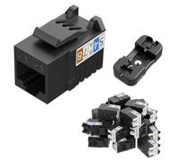 iwillink 10Gbps Keystone Jack, RJ45 Keystone Jack 25-Pack and Keystone Punch-Down Stand, UTP Modular Ethernet Jack Insert 90-Degree, Punch Down Keystone Adapter (Black, Cat6A)