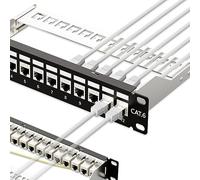 iwillink 10Gbps Patch Panel 12 Port, RJ45 Through Coupler Cat6 Patch Panel STP Shielded with Back Bar, 10'' Wallmount or Rackmount, Compatible with Cat5, Cat5e, Cat6 Cabling