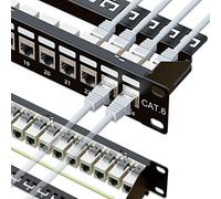 iwillink 10Gbps Patch Panel 24 Port, RJ45 Through Coupler Cat6 Patch Panel, STP Shielded Patch Panels 19-Inch 1U with Back Bar, Wallmount or Rackmount, Compatible with Cat5, Cat5e, Cat6 Cabling