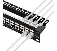 iwillink 10Gbps Patch Panel 24 Port, Shielded RJ45 Through Cat6A Patch Panel, STP 19-Inch 1U Patch Panels with Inline Keystone and Removable Back Bar