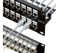 iwillink 10Gbps Patch Panel 48 Port, RJ45 Through Coupler 2U Cat6 Shielded Patch Panel STP 19-Inch with Back Bar, Wallmount or Rackmount, Compatible with Cat5, Cat5e, Cat6 Cabling