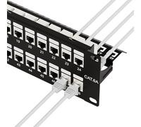 iwillink 10Gbps Patch Panel 48 Port, Shielded RJ45 Through Cat6A Patch Panel, STP 19-Inch 2U Patch Panels with Inline Keystone and Removable Back Bar