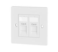iwillink 2 Port RJ45 Socket Faceplate Wall Plate, 1 Pack | Cat6 Single Port Ethernet Cable Networking Socket Box with Keystone Jack, Compatible with Cat5/Cat5e/Cat6 Cables