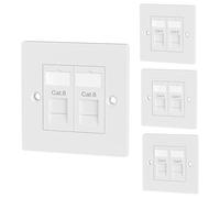 iwillink 2 Port RJ45 Socket Faceplate Wall Plate, 4 Pack | Cat6 Single Port Ethernet Cable Networking Socket Box with Keystone Jack, Compatible with Cat5/Cat5e/Cat6 Cables