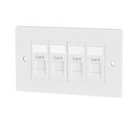 iwillink 4 Port RJ45 Socket Faceplate Wall Plate, 1 Pack | Cat6 Single Port Ethernet Cable Networking Socket Box with Keystone Jack, Compatible with Cat5/Cat5e/Cat6 Cables