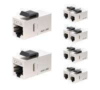 iwillink Cat6A Coupler RJ45 Cat6a Shielded Coupler 10-Pack,Ethernet Coupler, Female to Female Keystone Jack, STP Keystone Insert Inline Coupler, Silver