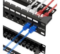 iwillink Cat6A Patch Panel 24 Port with RJ45 Through Keystone Coupler | 10Gbps Patch Panel, UTP Patch Panels 19'' 1U with Back Bar, Wallmount/Rackmount, Compatible with Cat5, Cat5e, Cat6 Cabling