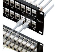 iwillink Cat7 RJ45 Through Coupler 2U 48-Port Patch Panel STP Shielded 19-Inch, Wallmount or Rackmount, Compatible with Cat5e, Cat6, Cat6A, Cat7 Cabling