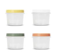 Iwinna 4 Pack 17 oz Reusable Plastic Food Container with Lids, Deli Containers Stackable Food Storage Jars, Dishwasher & Microwave & Freezer Safe