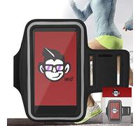 IWIO Premium Adjustable Strap Armband Phone Case Holder for Jogging/Running/Fitness/Gym Workouts/Outdoor Sports includes Money Pocket compatible with PADGENE Vogue 6" Smart Phone - BLACK