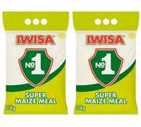 Iwisa Super Maize Meal 2kg (Pack of 2) - Premium Maize Flour | Product of South Africa, Ideal for Pap and Traditional Dishes