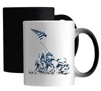 Iwo Jima American Soldiers Raising A Flag Ceramic Magic Mug White