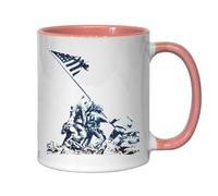Iwo Jima American Soldiers Raising A Flag Ceramic Tea Coffee Mug Pink