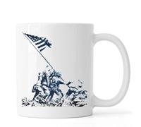 Iwo Jima American Soldiers Raising A Flag Ceramic Tea Coffee Mug White