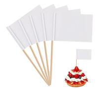 iwobi 100pcs Blank Toothpick Flags,Mini Paper Food Labels,White Flag And Cocktail Sticks Fruit Picks For Party,Cheese Label,Party Decoration(3.5 * 2.5cm)