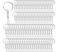 iwobi 100pcs Keychain Rings Kit,with Chain and Open Jump Rings,Keyring Chains,Metal Key Rings Hoops for DIY Other Crafts Jewelry Making(Sliver)