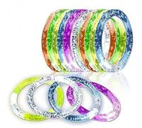 iwobi 12 Pcs Flashing Bracelet Colorful Acrylic Reusable LED Bracelets for Halloween Christmas Concert Weddings Party Decoration Toy, 6.5cm, Acrylic