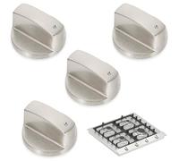 iwobi 4 Pcs Gas Hob Knobs,Silver Control Switch Knobs,Universal 6mm,Stove Switch Replacement,For Cooktop,Gas Stove,Oven Cooker