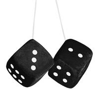 iwobi Furry Dice for Car,Car Mirror Fluffy Hanging with Dots,2.75inch Pair of Plush Retro Square,Cute Car Decoration Ornament(Black)