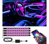 iwobi LED Interior Light,4pcs LED Strip Light With Usb Port App Control,8 Colors Atmosphere Lights Car Interior Lighting Kit,For Man Women,Car Stuff Gadgets.