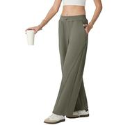 IWOLLENCE Jogging Bottoms for Women Ladies Sweatpants Wide Leg Casual Trousers Comfy Joggers with Pockets Elastic Waist Adjustable Cuffs Drapey Fabric Shaping Seams (Olive Green, XXL)