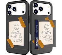 IWONE Compatible with IphoneCard Pro Max Case with Card Holder Cute Shockproof Drop Protection Phone Wallet Slot Cover Cases for Women - Brown Heart Inspirational Motivational