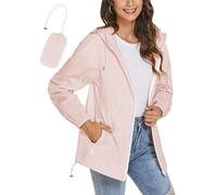 iWoo Summer Jackets For Women Uk Raincoat Lightweight Shower Proof Rain Coats Uk Solid Color Trench Coat Plus Size Pink XXL